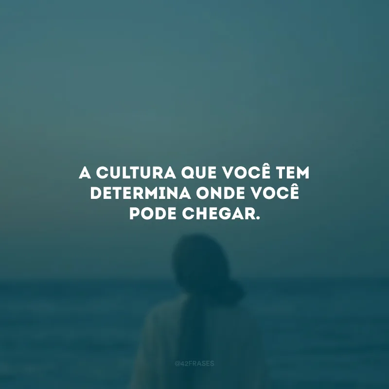 A cultura que você tem determina onde você pode chegar.