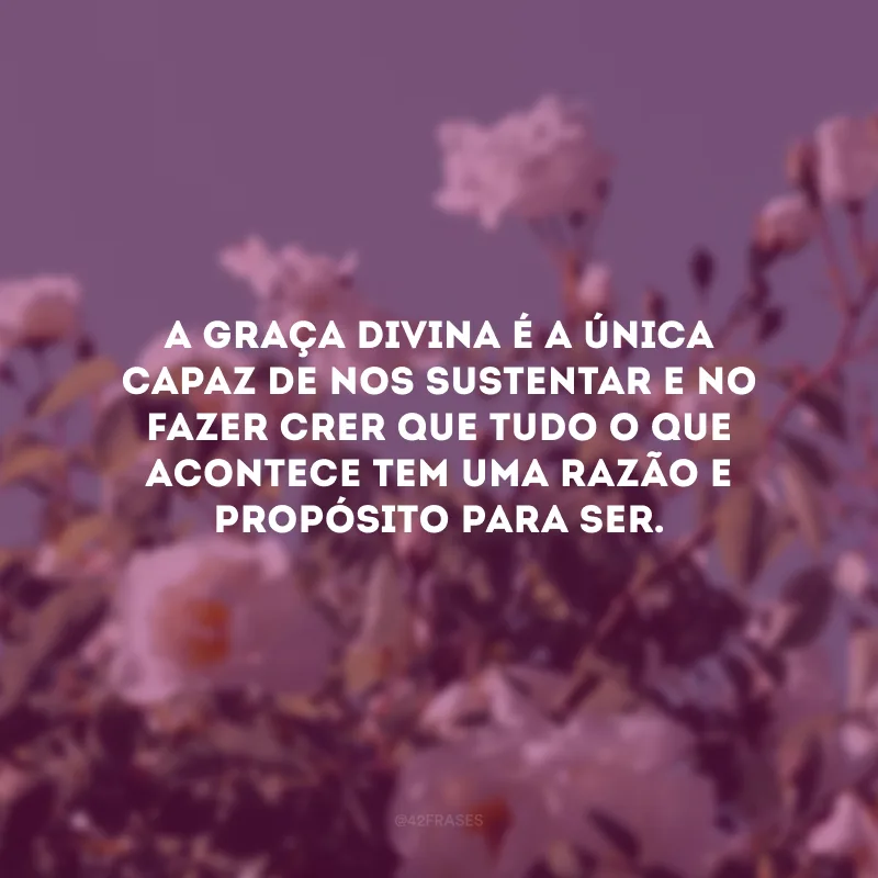 A graça divina é a única capaz de nos sustentar e no fazer crer que tudo o que acontece tem uma razão e propósito para ser.