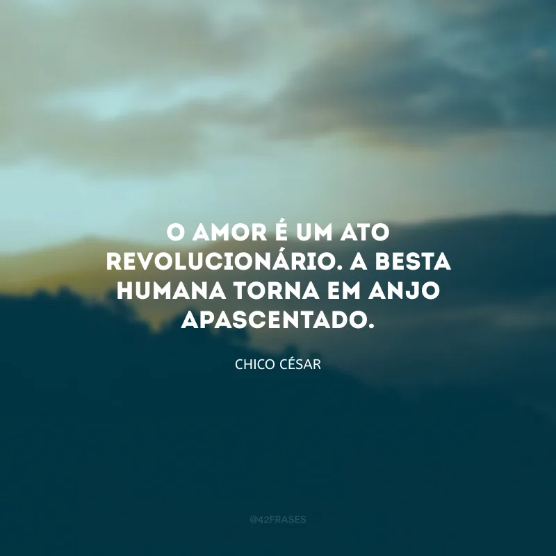 O amor é um ato revolucionário. A besta humana torna em anjo apascentado.