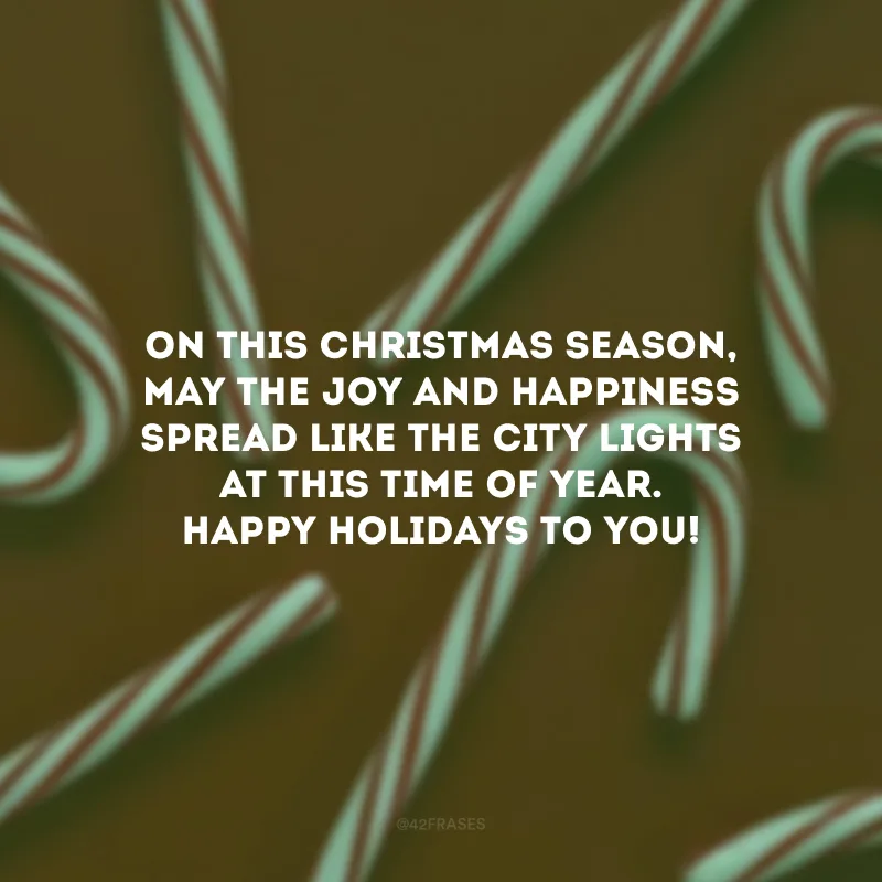 On this Christmas Season, may the joy and happiness spread like the city lights at this time of year. Happy Holidays to you! 

(Neste Natal, que a alegria e a felicidade se espalhem como as luzes da cidade nessa época no ano. Boas Festas para você!)