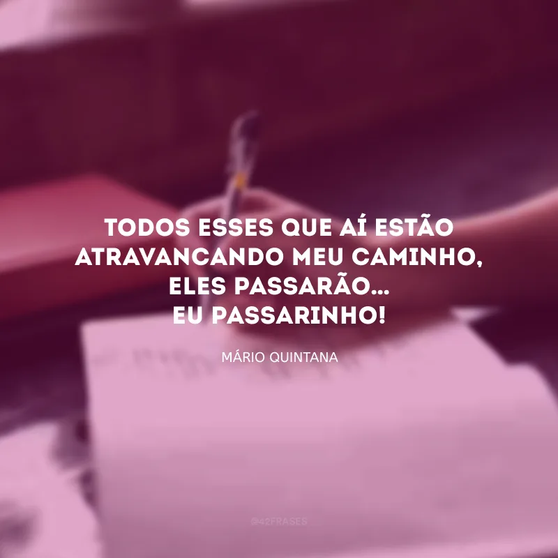 Todos esses que aí estão Atravancando meu caminho, Eles passarão… Eu passarinho!  