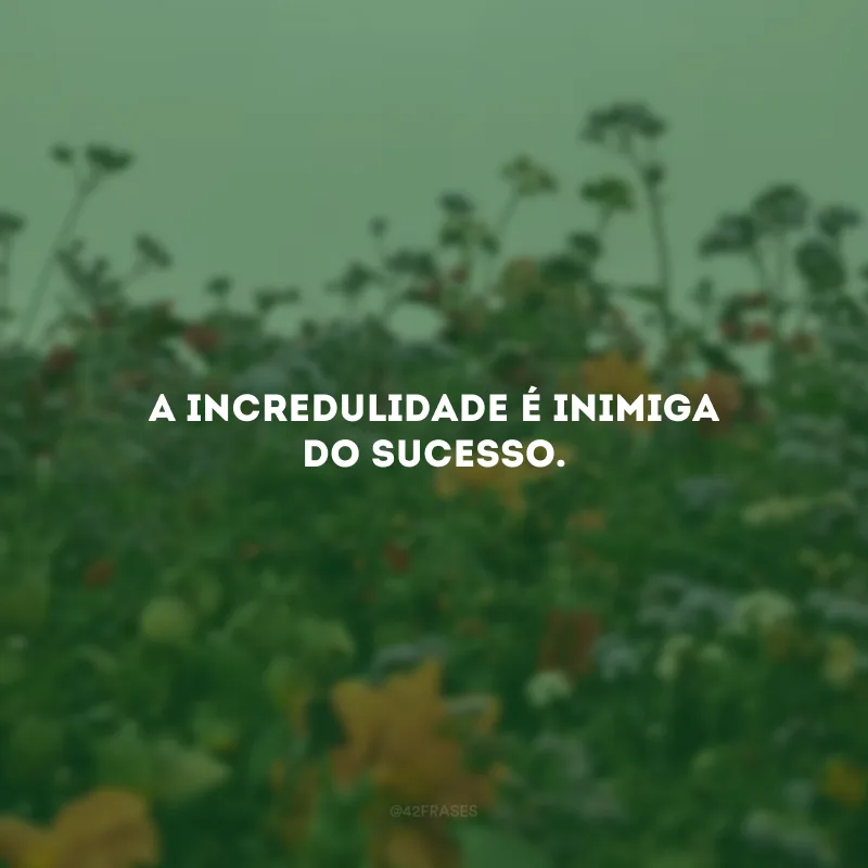 A incredulidade é inimiga do sucesso. 