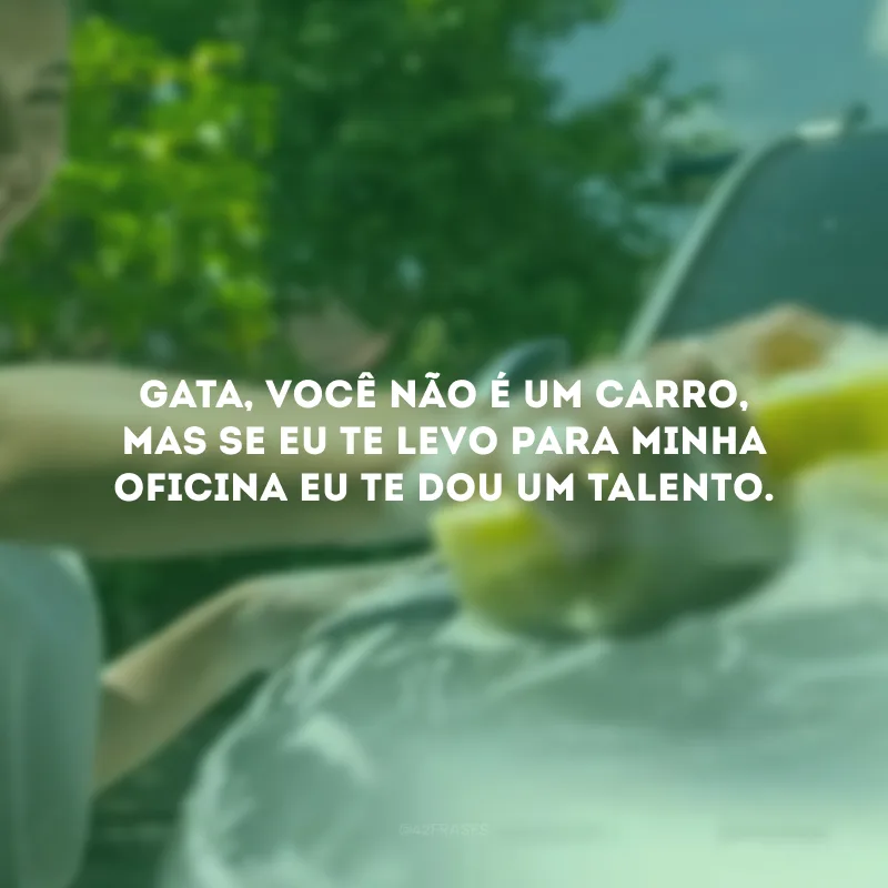 Gata, você não é um carro, mas se eu te levo para minha oficina eu te dou um talento. 