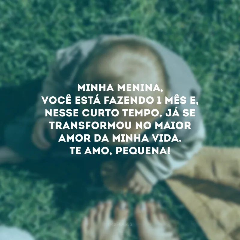 Minha menina, você está fazendo 1 mês e, nesse curto tempo, já se transformou no maior amor da minha vida. Te amo, pequena! 