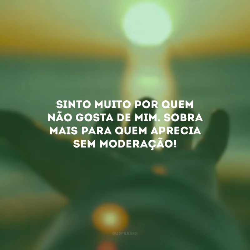 Sinto muito por quem não gosta de mim. Sobra mais para quem aprecia sem moderação!